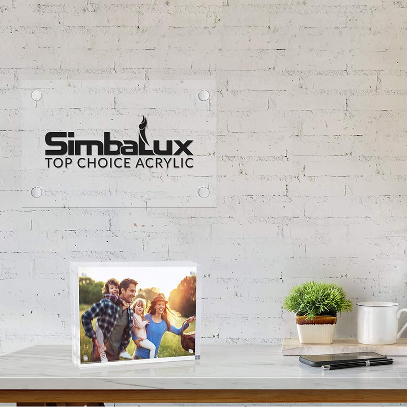 Simbalux Magnetic Acrylic Picture Photo Frame 4X6 Inches (3 Pack), Clear Glass Like, Double Sided Frameless Desktop Floating Display, Free Standing, Easy to Change Home & Garden > Decor > Picture Frames SimbaLux   
