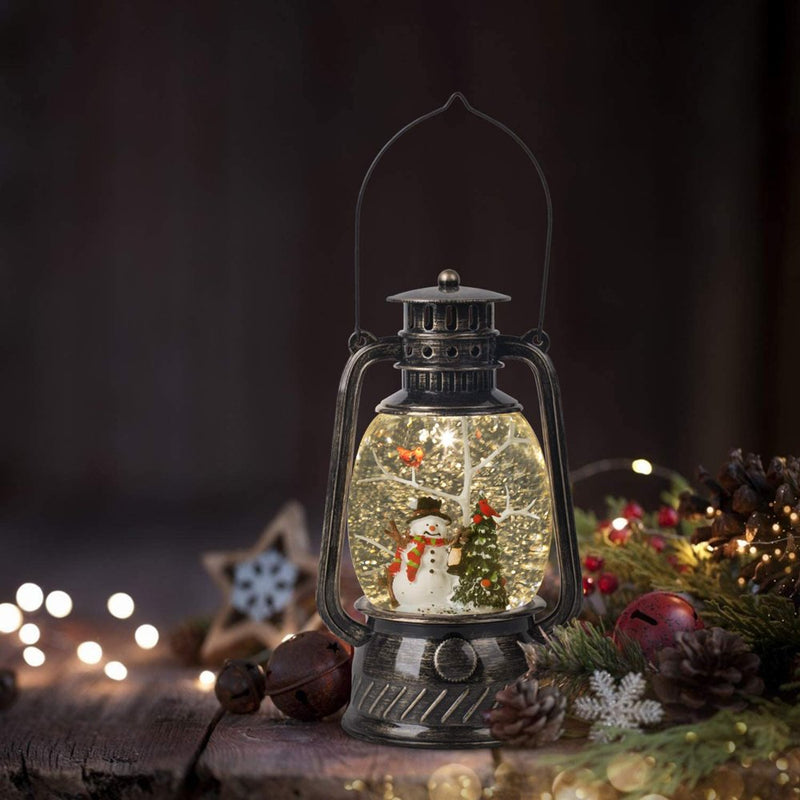 Christmas Snow Lantern with Music, Battery Operated Lighted Swirling Glitter Water Lantern with Timer for Christmas Home Decoration, Black Christmas Tree Home Home & Garden > Decor > Seasonal & Holiday Decorations& Garden > Decor > Seasonal & Holiday Decorations Kanstar Snowman  