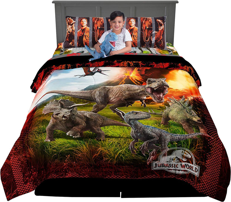 Franco Kids Bedding Comforter with Sheets and Cuddle Pillow Bedroom Set, (5 Piece) Twin Size, Jurassic World Home & Garden > Linens & Bedding > Bedding Franco Manufacturing Jurassic World (6 Piece) Full Size 