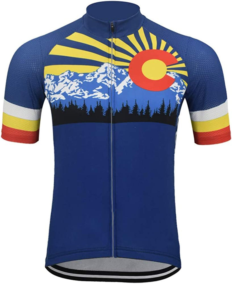 OUTDOORGOODSTORE Men'S Cycling Jersey Bike Short Sleeve Shirt Sporting Goods > Outdoor Recreation > Cycling > Cycling Apparel & Accessories OUTDOORGOODSTORE Colorado 2XL-(Chest 45"-48") 