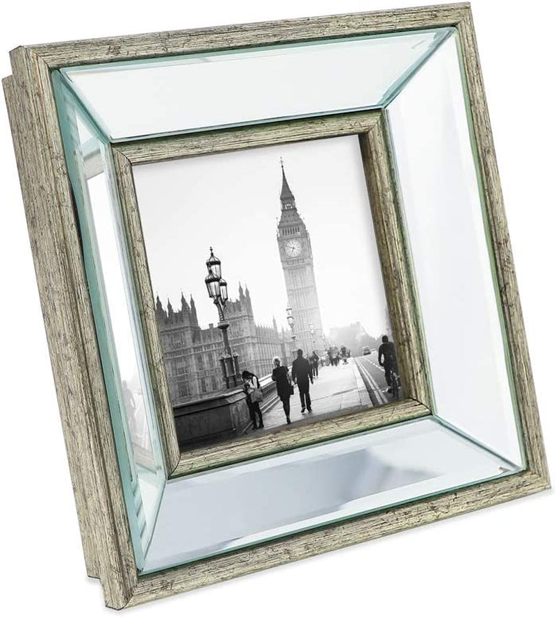 Isaac Jacobs 8X10 Gold Beveled Mirror Picture Frame - Classic Mirrored Frame with Deep Slanted Angle Made for Wall Décor Display, Photo Gallery and Wall Art (8X10, Gold) Home & Garden > Decor > Picture Frames Isaac Jacobs International Silver 4x4 