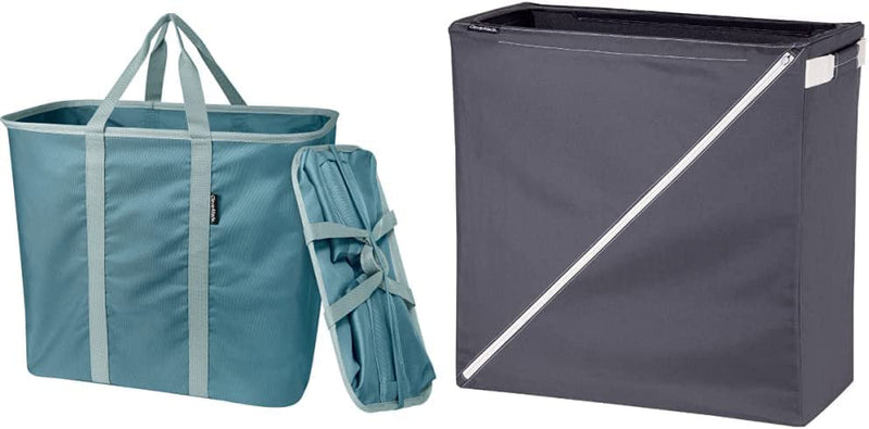 Clevermade Collapsible Laundry Basket, Large Foldable Clothes Hamper Bag, 2 Pack & Laundry Hamper Collapsible Sorter Basket - Freestanding Foldable Tall Clothes Storage Bin with Premium Handles Home & Garden > Household Supplies > Storage & Organization CleverMade   