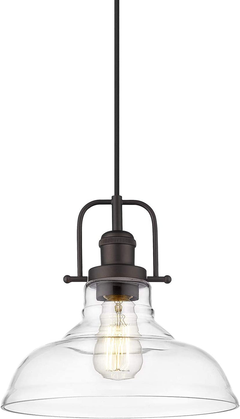 FEMILA Vintage Pendant Lighting, Farmhouse Schoolhouse Hanging Light Fixture with Adjustable Height, Clear Glass Shade, Oil Rubbed Bronze Finish, 4FY09-MP ORB Home & Garden > Lighting > Lighting Fixtures FEMILA Oil-Rubbed Bronze  