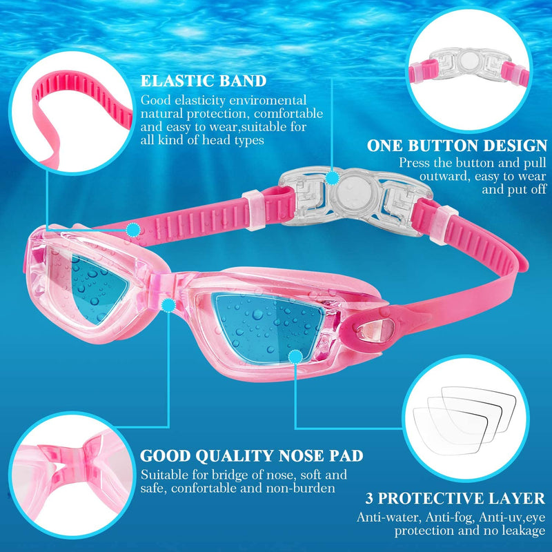 Kids Swim Goggles, 2 Packs Swimming Goggles for Kids Girls Boys and Child Age 4-16 Sporting Goods > Outdoor Recreation > Boating & Water Sports > Swimming > Swim Goggles & Masks COOLOO   