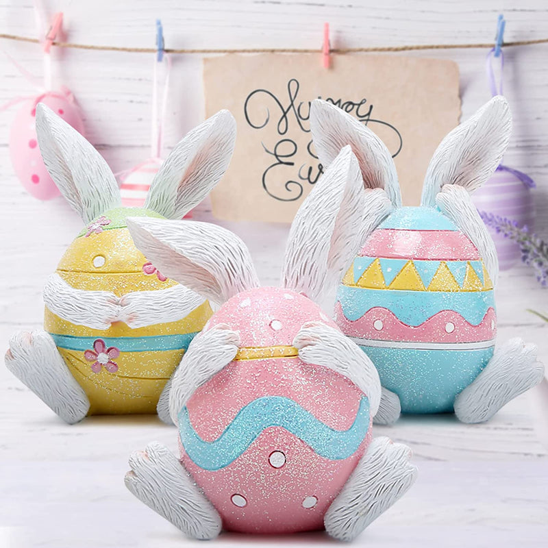Hodao Easter Bunny Ears Colored Eggs Gnomes Decorations Spring Spring Table Centerpiece Gifts Set of 3 See No Evil Speak No Evil Hear No Evil-Easter Indoor Home Decor Home & Garden > Decor > Seasonal & Holiday Decorations BOYON   