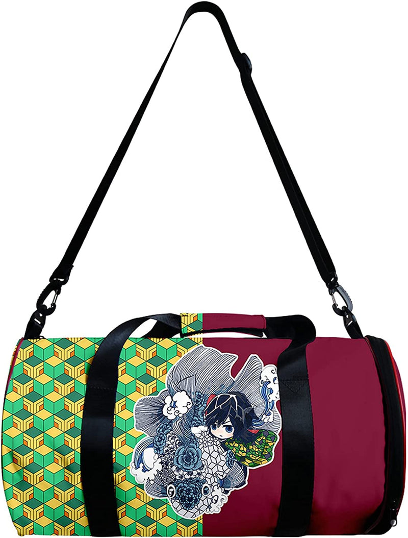 HANDAFA Anime Demon Slay Large Capacity Gym Bag Manga Kemitsu Sport Duffel Bag with Shoe Bag(Fire) Home & Garden > Household Supplies > Storage & Organization HANDAFA Giyuu Wave  
