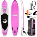 Serenelife Inflatable Stand up Paddle Board (6 Inches Thick) with Premium SUP Accessories & Carry Bag | Wide Stance, Bottom Fin for Paddling, Surf Control, Non-Slip Deck | Youth & Adult Standing Boat Sporting Goods > Outdoor Recreation > Fishing > Fishing Rods SenerelifeHome Pink Color Paddle Board 