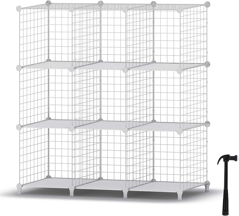 Closet Organizers and Storage, 6 Storage Cubes, Wire Cube Storage DIY Room Storage Shelf for Garment Racks, Closet, Wardrobe Home & Garden > Household Supplies > Storage & Organization HOMIDEC US White 9 