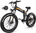 Electric Bike, 26'' Fat Tire Electric Bike 500W 21.6MPH Removable 48V/10Ah Battery, Adult Mountain Snow Beach Electric Bike with Lockable Suspension Fork, Shimano 21 Speed Gears Folding Electric Bike Sporting Goods > Outdoor Recreation > Cycling > Bicycles Shenzhen Chirrey Technology Co., Ltd Orange  
