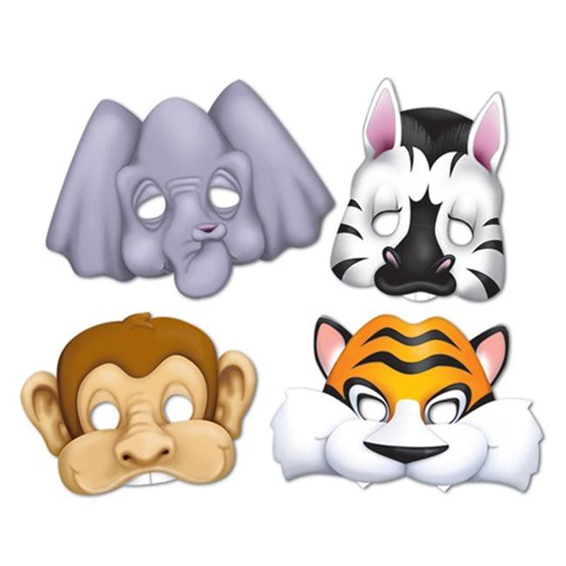 Jungle Animal Paper Masks (4 Pack) - Party Supplies Apparel & Accessories > Costumes & Accessories > Masks Beistle   