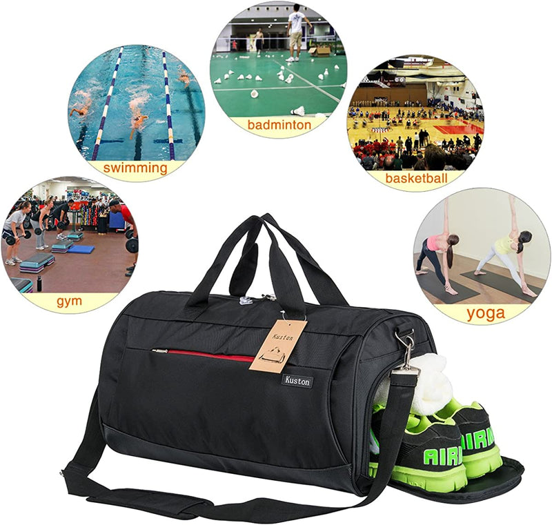 Kuston Sports Small Gym Bag for Men and Women Travel Duffel Bag Workout Bag with Shoes Compartment&Wet Pocket