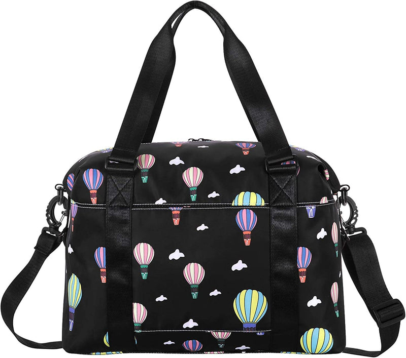 HUA ANGEL Weekend Bag-Unisex Travel Duffel Bag Overnight Carry on Bag Medium Size Gym Sports Fitness Tote Bag with Strap Home & Garden > Household Supplies > Storage & Organization HUA ANGEL Black Balloon  