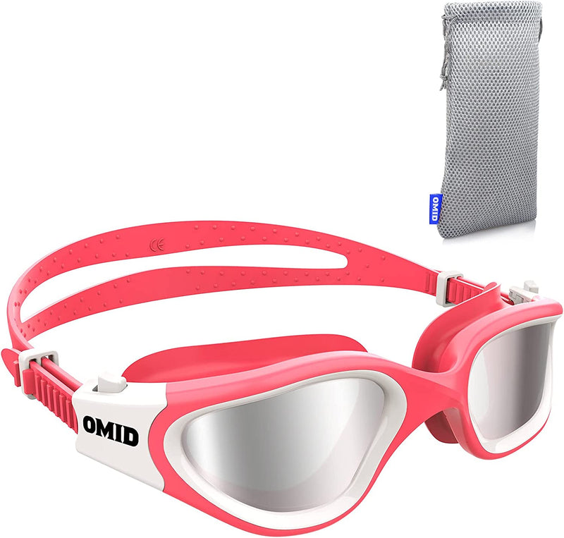 Swim Goggles, OMID Comfortable Polarized Anti-Fog Swimming Goggles for Adult Sporting Goods > Outdoor Recreation > Boating & Water Sports > Swimming > Swim Goggles & Masks OMID K1-bright Polarized Silver - Pink Frame  