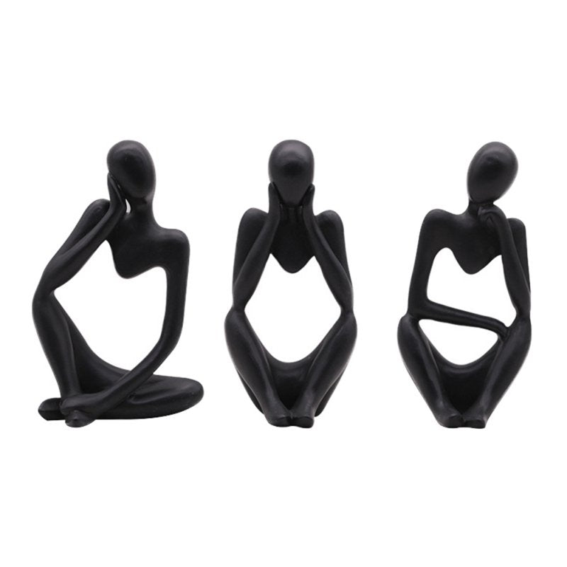 DA BOOM Creative Abstract Personality Thinker Man Statue for Home and Office and Table Decor for Housewarming Birthday Gift Valentine'S Day Present Home & Garden > Decor > Seasonal & Holiday Decorations DA BOOM 3 Pcs Black 