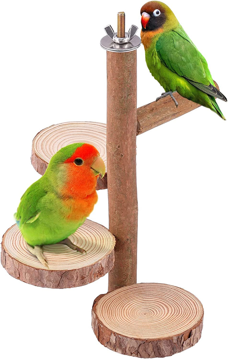Filhome Bird Perch Stand Toy, Natural Wood Parrot Perch Bird Cage Branch Perch Accessories for Parakeets Cockatiels Conures Macaws Finches Love Birds(9.8" Length) Animals & Pet Supplies > Pet Supplies > Bird Supplies Timwaygo Round platform  