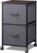 DEVAISE 2 Drawer Mobile File Cabinet, Rolling Printer Stand, Fabric Vertical Filing Cabinet Fits A4 or Letter Size for Home Office, Rustic Brown Wood Grain Print Home & Garden > Household Supplies > Storage & Organization DEVAISE Dark Grey  
