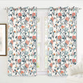 Driftaway Ada Floral Botanical Print Flower Leaf Lined Thermal Insulated Room Darkening Blackout Grommet Window Curtains 2 Layers Set of 2 Panels Each 52 Inch by 84 Inch Ivory Orange Teal Home & Garden > Decor > Window Treatments > Curtains & Drapes DriftAway Ivory Orange Teal 52"x63" 