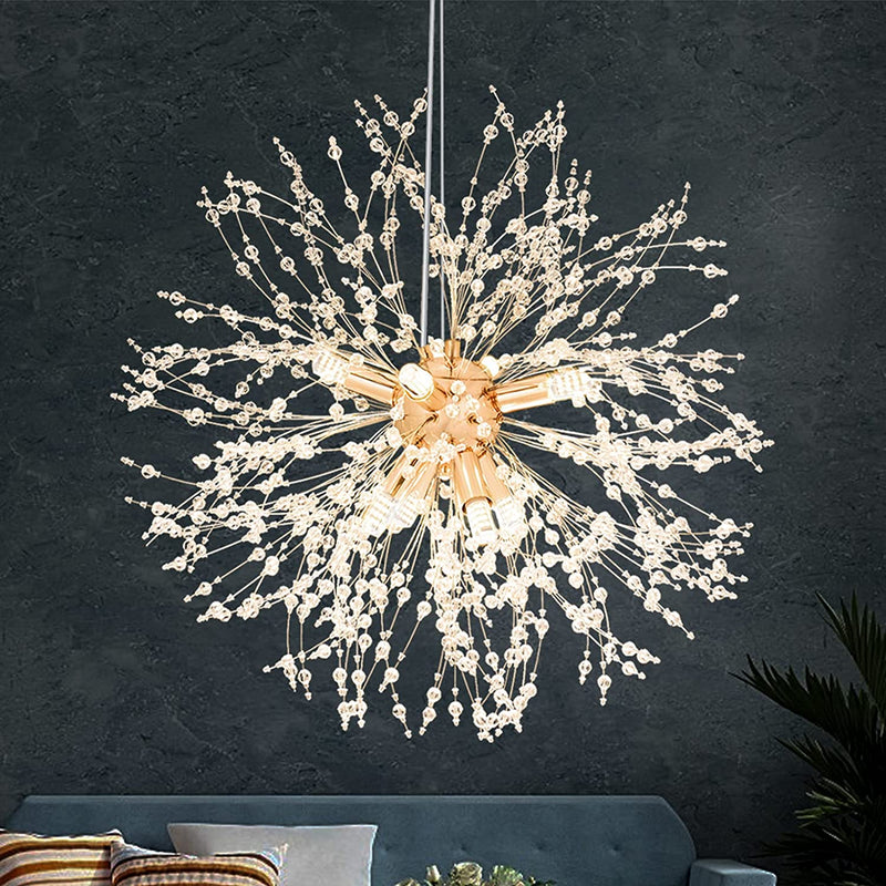 Sinerise Firework Crystal Chandelier, Modern Dandelion Chandelier (9-Light, Gold) Home & Garden > Lighting > Lighting Fixtures > Chandeliers SineRise 8 lights  