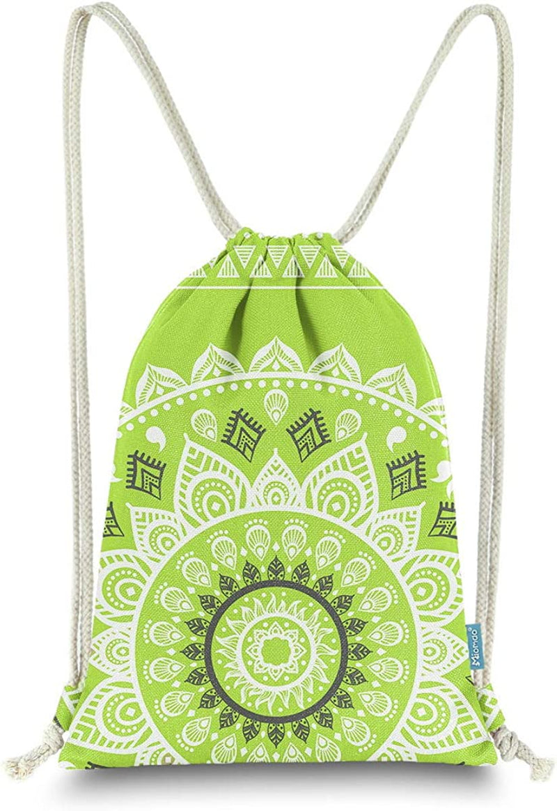 Miomao Drawstring Backpack Mandala Style String Bag Canvas Beach Sport Daypack Home & Garden > Household Supplies > Storage & Organization Qingdao Miomao E-Commerce Co., Ltd Fluorescent Green  