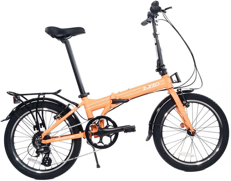 Zizzo Forte Heavy Duty Folding Bike-Lightweight Aluminum Frame Genuine Shimano 20-Inch Folding Bike with Fenders, Rack and 300 Lbs Weight Limit Sporting Goods > Outdoor Recreation > Cycling > Bicycles ZIZZO Coral 8 20" 