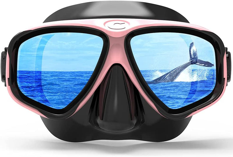 COPOZZ Youth Scuba Mask, Low Volume No Fogging Snorkeling Scuba Dive Glasses, Seal Free Diving Tempered Glass Mask Goggles, Swimming Scuba Dive Snorkeling Swim Mask Diving Goggles Mask for Men Women Sporting Goods > Outdoor Recreation > Boating & Water Sports > Swimming > Swim Goggles & Masks COPOZZ A-Pink  