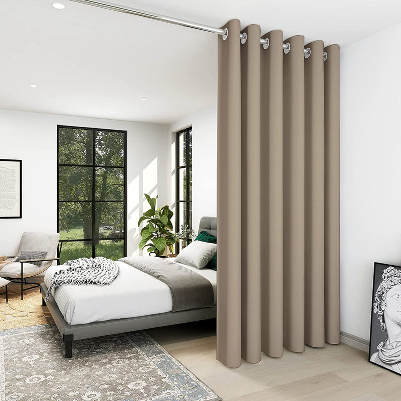 Deconovo Room Divider Curtains for Office (10Ft Wide X 8Ft Tall, 1 Panel, Khaki) Blackout Curtains for Sliding Door, Thermal Window Drapes, Grommet Curtain Panles for Bedroom, Living Room, Loft Home & Garden > Decor > Window Treatments > Curtains & Drapes Deconovo Khaki 8.3ft Wide x 8ft Tall 
