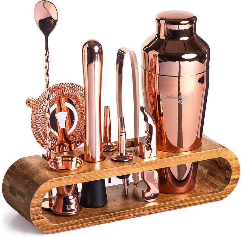 Mixology Bartender Kit: 10-Piece Bar Tool Set with Stylish Bamboo Stand | Perfect Home Bartending Kit and Martini Cocktail Shaker Set for an Awesome Drink Mixing Experience | Cool Gifts (Silver) Home & Garden > Kitchen & Dining > Barware Mixology & Craft Copper Bamboo Stand 