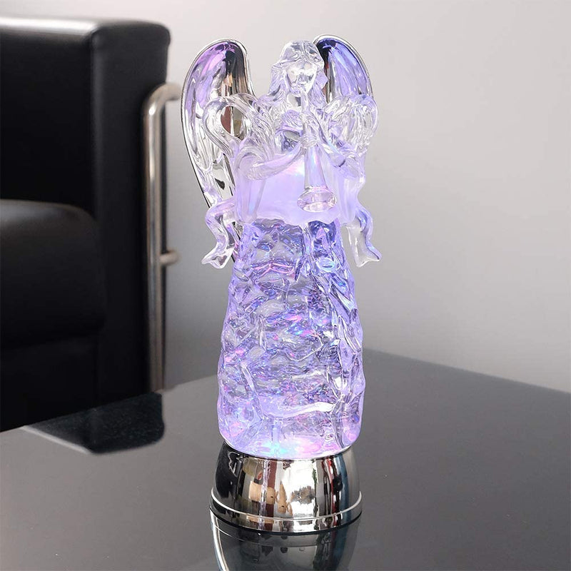Wondise Angel Color Changing Night Light Snow Globe with Timer, 11 Inches Battery Operated Swirling Glitter LED Angel Lights for Christmas Home Decor(Angel Trumpet Figurine) Home & Garden > Lighting > Night Lights & Ambient Lighting Wondise   