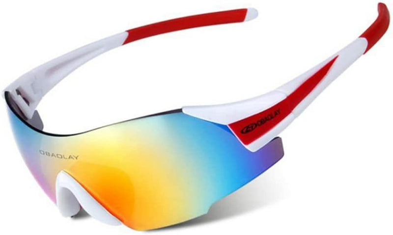 Gaolfuo Cycling Glasses UV400 Outdoor Sports Eyewear Fashion Frameless Bike Bicycle Sunglasses MTB Goggles Riding Equipment Sporting Goods > Outdoor Recreation > Cycling > Cycling Apparel & Accessories Gaolfuo White Red  