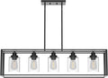 VINLUZ Contemporary Pendant Lighting,Single 1 Light Brushed Nickel Cage Hanging Light with Clear Glass Shade for Kitchen Island Entryway Dining Room Hallway Porch Home & Garden > Lighting > Lighting Fixtures VINLUZ Black 5 Light 