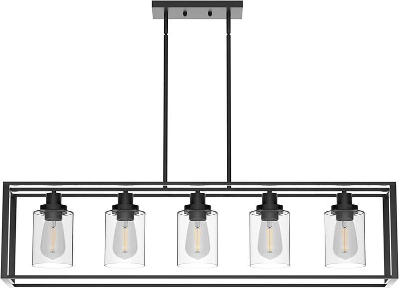 VINLUZ Contemporary Pendant Lighting,Single 1 Light Brushed Nickel Cage Hanging Light with Clear Glass Shade for Kitchen Island Entryway Dining Room Hallway Porch Home & Garden > Lighting > Lighting Fixtures VINLUZ Black 5 Light 