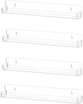 IEEK Nail Polish Rack Wall Mounted Shelf 2 Pack,Clear Kids Wall Bookshelf Acrylic Nail Polish Holder with Removable Anti-Slip End Inserts,2 Tiers Floating Polish Organizer Display 30 Bottles Furniture > Shelving > Wall Shelves & Ledges ChengHe Clear-4 Pack  