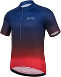 ROTTO Cycling Jersey Mens Bike Shirt Short Sleeve Gradient Color Series Sporting Goods > Outdoor Recreation > Cycling > Cycling Apparel & Accessories ROTTO C2 Navy-red 3X-Large 