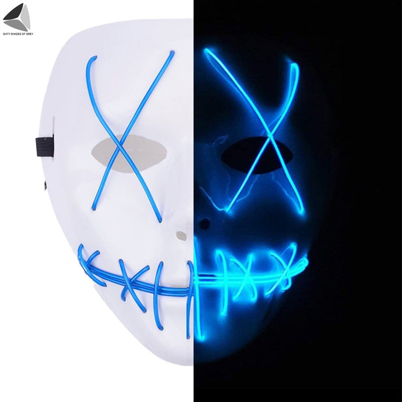 Sixtyshades Halloween LED Scary Mask Light up the Purge Masks for Party Festival Costume (Blue) Apparel & Accessories > Costumes & Accessories > Masks Sixtyshades of Grey Blue  