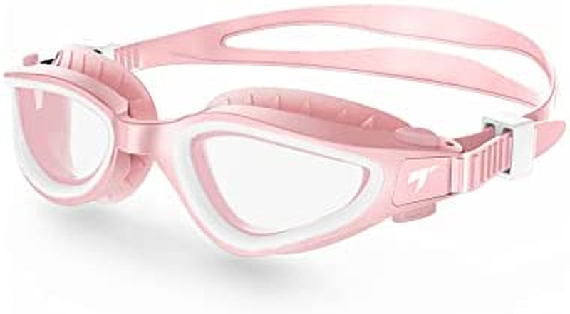 Toba Swimming Goggles, Polarized Anti-Fog Lens UV Protection Leakproof Swim Goggles for Men, Women, Adults Sporting Goods > Outdoor Recreation > Boating & Water Sports > Swimming > Swim Goggles & Masks TOBA Pink White Clear  