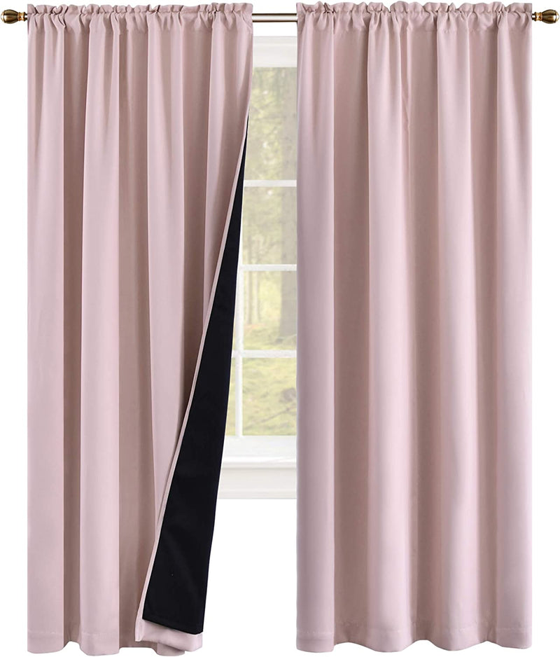 Coral 100PCT Blackout Curtains Bedroom Drapes - Totally Darkness Panels Thermal Insulated Lined Rod Pocket Curtains for Kids Room( 2 Panels 42 by 45 Inch) Home & Garden > Decor > Window Treatments > Curtains & Drapes KEQIAOSUOCAI Baby Pink W42" X L84" 