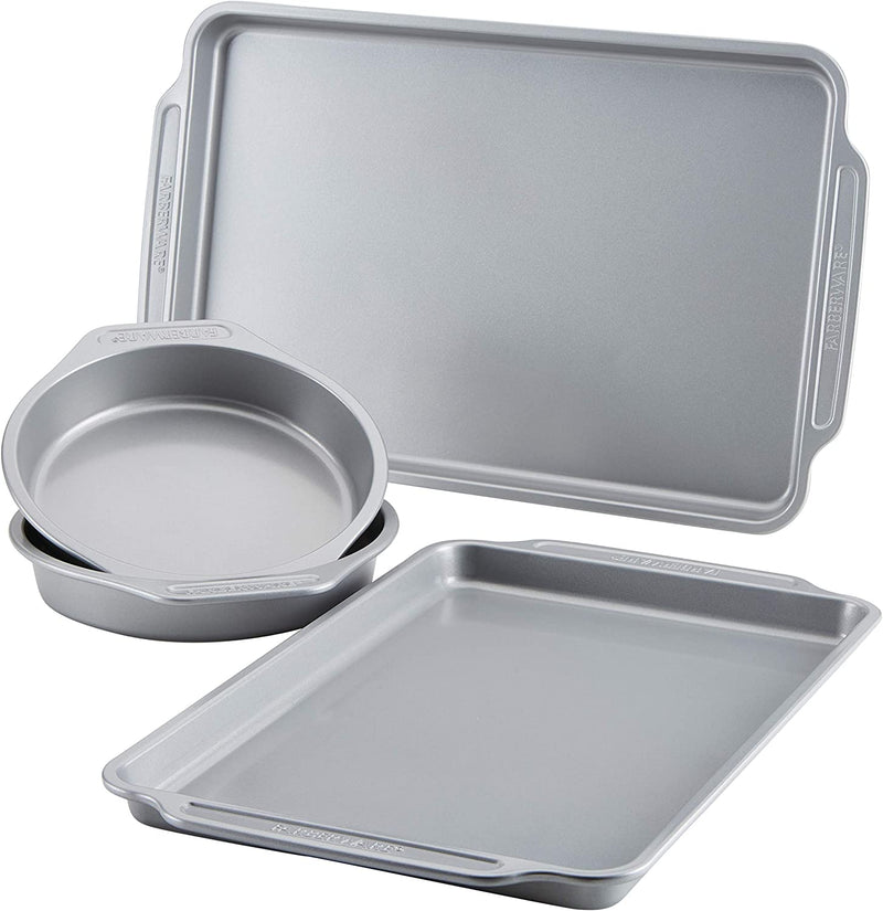 Farberware Nonstick Steel Bakeware Set with Cooling Rack, Baking Pan and Cookie Sheet Set with Nonstick Bread Pan and Cooling Grid, 10-Piece Set, Gray Home & Garden > Kitchen & Dining > Cookware & Bakeware Farberware 4 Piece  