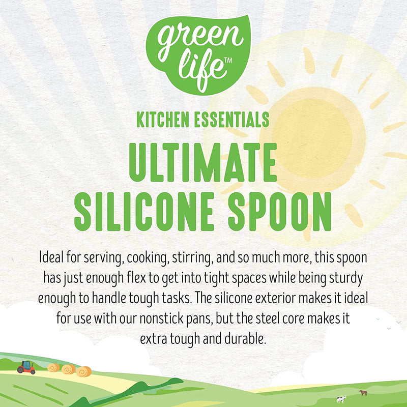 Greenlife Cooking Tools and Utensils, Silicone Spoon for Scooping Scraping and Mixing, Heat and Stain Resistant, Dishwasher Safe, Red Home & Garden > Kitchen & Dining > Kitchen Tools & Utensils GreenLife   