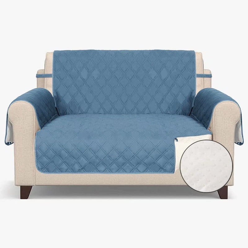 TOMORO Non Slip Chair Sofa Slipcover - 100% Waterproof Quilted Sofa Cover Furniture Protector with 5 Storage Pockets, Couch Cover for Kids, Dogs, Pets, Fits Seat Width up to 23 Inch Home & Garden > Decor > Chair & Sofa Cushions TOMORO Sky Blue 46"-Loveseat 