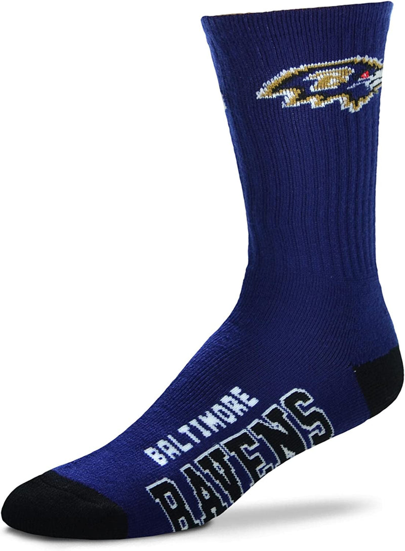 FBF - NFL Deuce Adult Team Logo Crew Dress Socks Footwear for Men and Women Game Day Apparel Sporting Goods > Outdoor Recreation > Winter Sports & Activities FBF Baltimore Ravens Large 