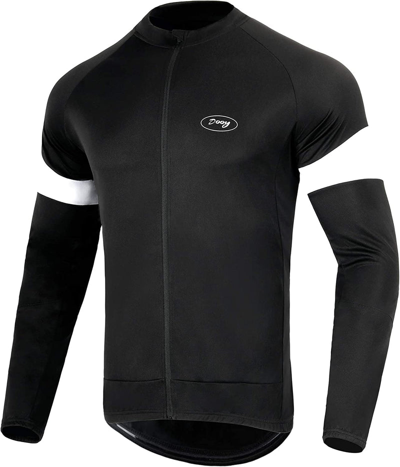 Dooy Men'S Cycling Bike Jersey Long Sleeve Full Zipper Biking Shirt with Pockets, Breathable MTB Shirts Basic Series Sporting Goods > Outdoor Recreation > Cycling > Cycling Apparel & Accessories Dooy Black-long Sleeves XX-Large 
