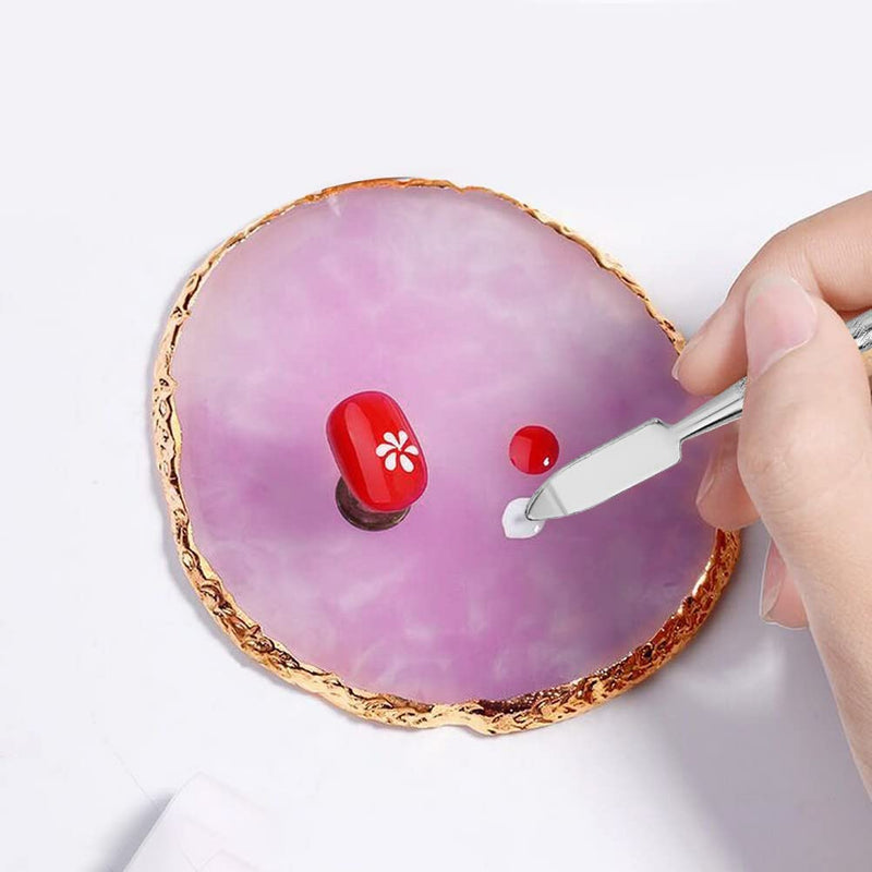 2 in 1 Resin Nail Art Palette, Nail Art Painting Palettes with Nail Palette Stirring Rod Gold Edge Nail Holder Nail Art Display Board (Purple) Sporting Goods > Outdoor Recreation > Fishing > Fishing Rods Pengxiaomei   
