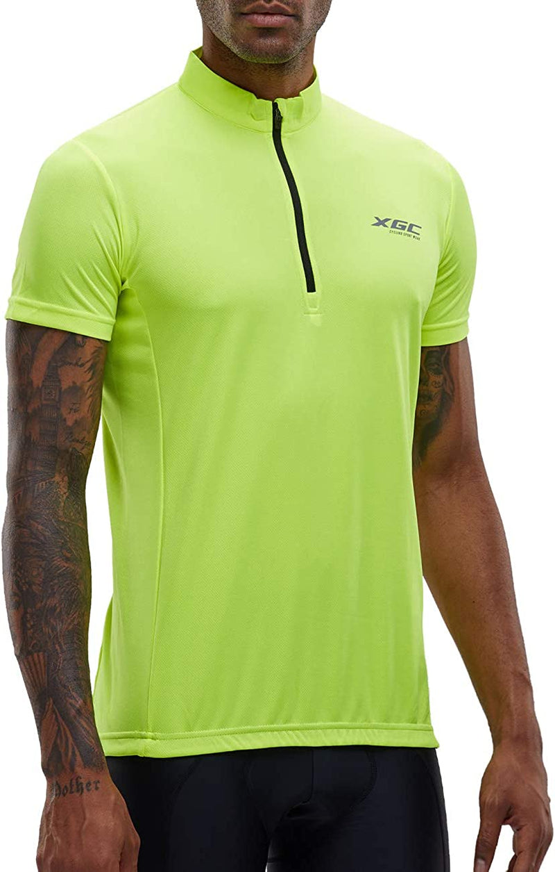 XGC Men'S Short/Long Sleeve Cycling Jersey Bike Jerseys Cycle Biking Shirt with Quick Dry Breathable Fabric Sporting Goods > Outdoor Recreation > Cycling > Cycling Apparel & Accessories XGC 029 Green 3X-Large 