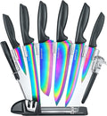 Purplechef 10 Pieces Purple Galaxy Kitchen Knives Set. Includes 6 Stainless Steel Knives, Scissors, Knife Sharpener, Peeler, and Clear Acrylic Stand. Home & Garden > Kitchen & Dining > Kitchen Tools & Utensils > Kitchen Knives purplechef Iridescent Rainbow  