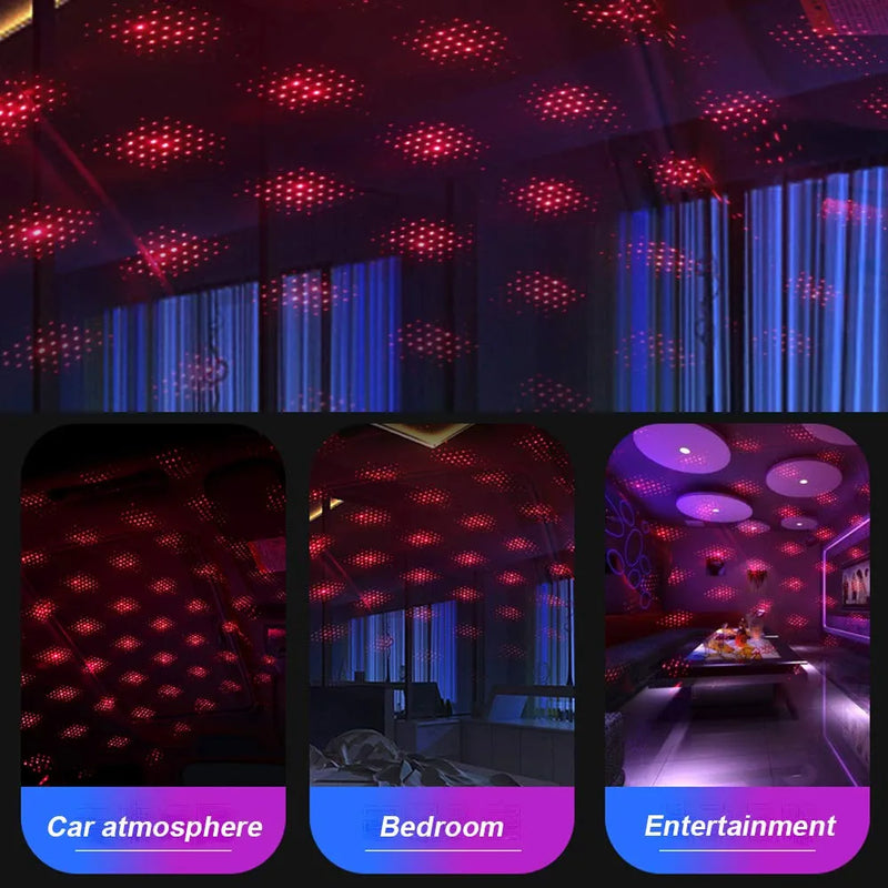 USB Night Light, BAILONGJU Star Projector Night Light, Adjustable Romantic Red Interior Car Lights, Bending Freely Portable Auto Roof Lights Decoration for Car, Ceiling, Bedroom, Party