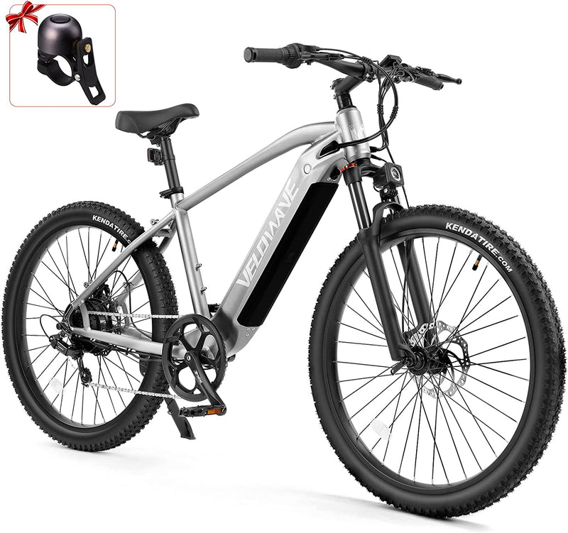 VELOWAVE Electric Mountain Bike Adults 500W 27.5'' Ebike 25MPH E Bike 48V 15Ah Larger Battery Removable Shimano 7-Speed Sporting Goods > Outdoor Recreation > Cycling > Bicycles JINHUA LANBO TECHNOLOGY CO., LTD. Silver  