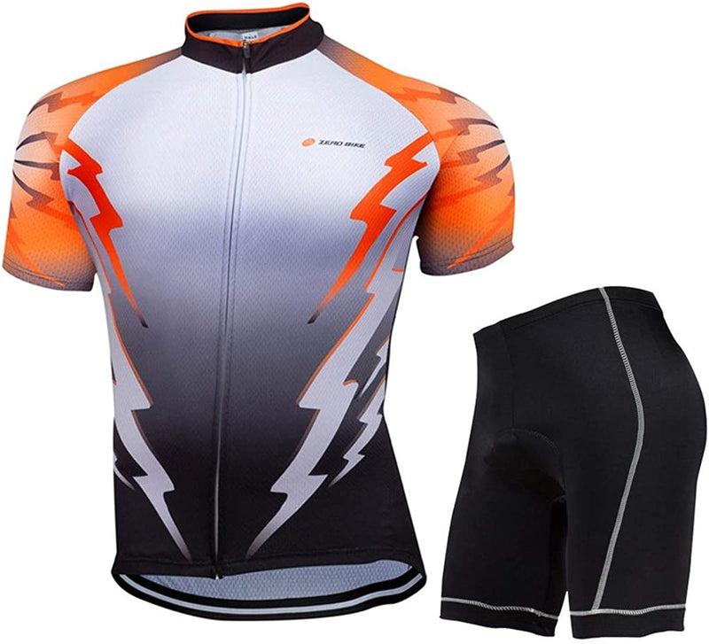 ZEROBIKE Men'S Short Sleeve Cycling Jersey Set Breathable Quick Dry 3D Padded Bicycle Shorts MTB Bike Clothing Sporting Goods > Outdoor Recreation > Cycling > Cycling Apparel & Accessories ZEROBIKE Type 3 XX-Large 