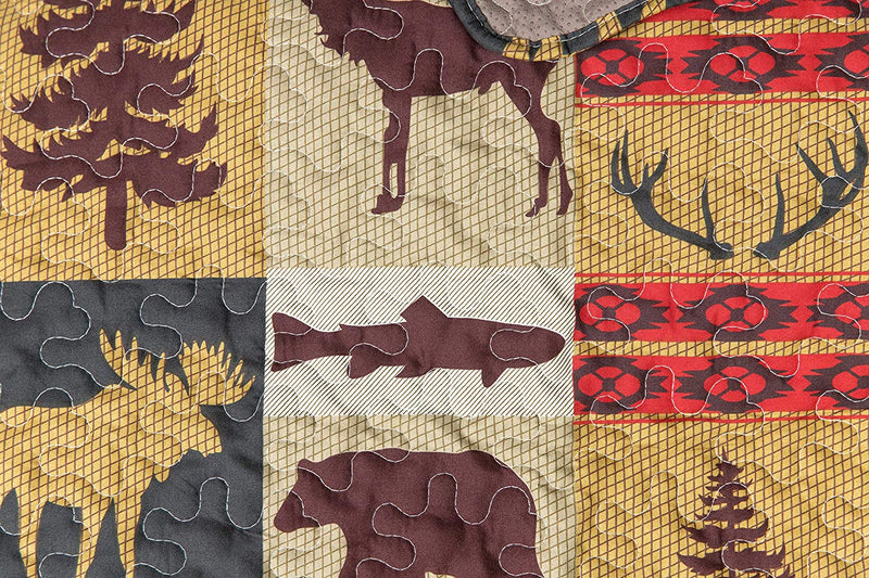 Rustic Cabin Lodge Quilt Stitched Couch Sofa Loveseat Chair Furniture Slipcover Protector with Patchwork of Wildlife Moose Grizzly Bears Deer Buck Antlers and Tribal Patterns - Western 3 (Chair) Home & Garden > Decor > Chair & Sofa Cushions Rugs 4 Less   
