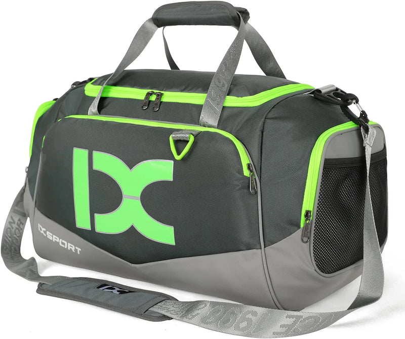 Sports Gym Bag，Inoxto Travel Duffel Bag with Dry Wet Pocket and Shoe Compartment for Women and Men，40L Fitness Waterproof Weekender Bag for Swim Sports Travel Working Out (Gray Green) Home & Garden > Household Supplies > Storage & Organization INOXTO Gray green  