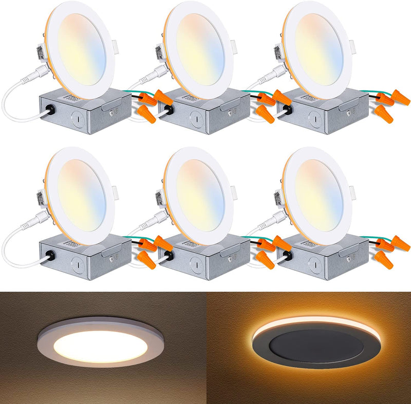 12 Pack 6 Inch LED Recessed Ceiling Light with Night Light, CRI90, 14W=100W, 1200Lm, 2700K/3000K/3500K/4000K/5000K Selectable, Dimmable Recessed Lighting, Can-Killer Downlight, J-Box Included Home & Garden > Lighting > Flood & Spot Lights hykolity 4 Inch | 6 Pack  